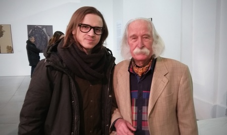 Вистака Івана Марчука "Генотип Вольності" (на фото Іван Марчук та Віталій Дмитрук в Мистецькому Арсеналі)