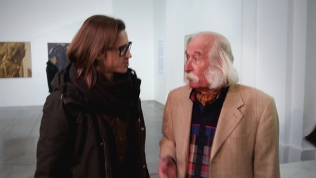 Вистака Івана Марчука "Генотип Вольності" (на фото Іван Марчук та Віталій Дмитрук в Мистецькому Арсеналі)